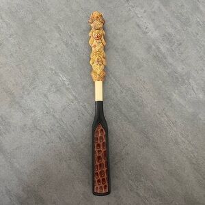 Vintage Resin Monkey See Hear Do No‎ Evil Shoe Brush With Faux Croc Detail, 11”
